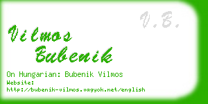 vilmos bubenik business card